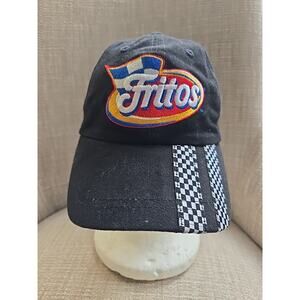 Vintage Nascar Frito Lays Team Hat Cap Mens Black Racing Checkered Flag Y2K